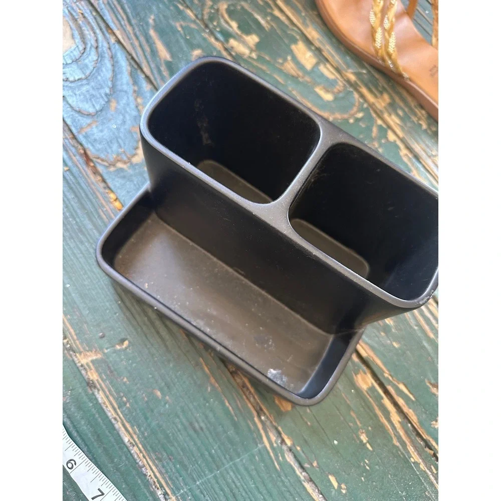 Target Matte Black Vanity Organizer 3 Compartment Makeup Brush Holder 064051876